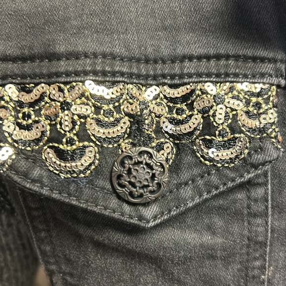 Desigual Exotic Denim Jacket Faux Fur Color Block Knit Sleeves Black Size 36/4 - Picture 13 of 16